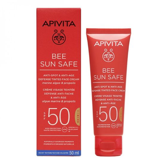 Εικόνα της APIVITA BEE SUN SAFE ANTI-SPOT & ANTI-AGE DEFENSE TINTED FACE CREAM ΑΝΤΗΛΙΑΚΗ ΚΡΕΜΑ ΠΡΟΣΩΠΟΥ ΚΑΤΑ ΤΩΝ ΠΑΝΑΔΩΝ & ΤΩΝ ΡΥΤΙΔΩΝ ΜΕ ΧΡΩΜΑ SPF50, 50ML