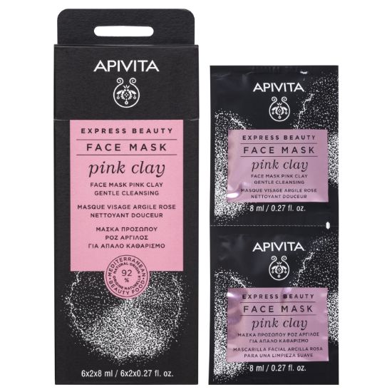 Εικόνα της APIVITA FACE MASK PINK CLAY 2X8ML - Μάσκα Προσώπου με Ροζ Άργιλο για Απαλό Καθαρισμό 2x8ml