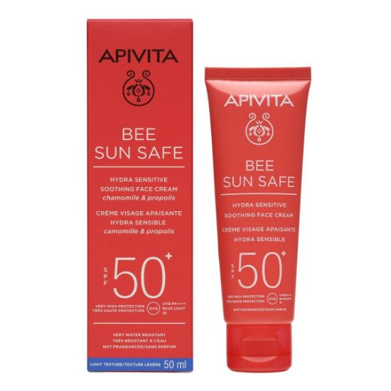 Εικόνα της APIVITA BEE SUN SENSITIVE 50SPF CREAM 50ML  Apivita Bee Sun Safe Καταπραϋντική Κρέμα Προσώπου για Ευαίσθητες Επιδερμίδες SPF50+, 50ml