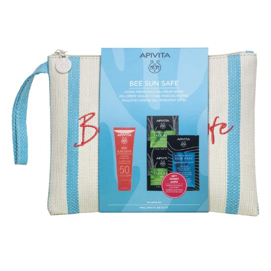 Εικόνα της APIVITA SET BEE SUN SAFE HYDRA FRESH FACE GEL CREAM SPF50 50ML+ΔΩΡΟ EXPRESS BEAUTY FACE MASK ALOE 2x8ml+ EXPRESS BEAUTY HAIR MASK ME ΥΑΛΟΥΡΟΝΙΚΟ ΟΞΥ 20ml ΚΑΙ ΔΩΡΟ ΤΟ ΝΕΣΕΣΕΡ