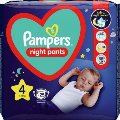 Εικόνα της PAMPERS NIGHT PANTS ΜΕΓ 4 (9-15KG) 25TEM.