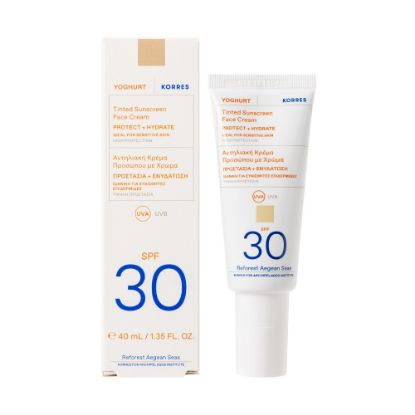 Εικόνα της KORRES YOGHURT TINTED SUNSCREEN FACE CREAM SPF30 40ML- Αντηλιακή Κρέμα Προσώπου με Χρώμα SPF30, 40ml