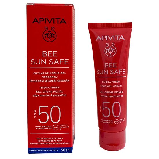 Εικόνα της APIVITA BEE SUN HYDRA FRESH GEL-CREAM SPF50 50ML  ΑΝΤΗΛΙΑΚΗ ΤΖΕΛ ΚΡΕΜΑ ΠΡΟΣΩΠΟΥ ΕΛΑΦΡΙΑΣ ΥΦΗΣ SPF50 50ML