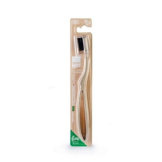 Εικόνα της INTERMED TOOTHBRUSH SOFT ΜΕ ΛΑΒΗ ΑΠΟ ΦΛΟΙΟ ΡΥΖΙΟΥ   Intermed Professional Ergonomic Eco Soft Toothbrush Οδοντόβουρτσα με Λαβή απο Φλοιό Ρυζιού Σε Μαύρο Χρώμα με 4.600 Ινες, 1τεμ