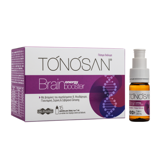 Εικόνα της TONOSAN BRAIN ENERGY BOOSTER 15X7ML   Tonosan Brain Energy Booster, Συμπλήρωμα Διατροφής Για Την Ενίσχυση Της Πνευματικής Απόδοσης & Μνήμης, 15x7ml