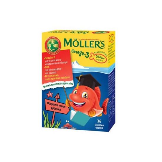 Εικόνα της MOLLER'S OMEGA -3 ΖΕΛΕΔΑΚΙΑ ΓΙΑ ΠΑΙΔΙΑ ΜΕ ΓΕΥΣΗ ΦΡΑΟΥΛΑ, 36GUMMIES.