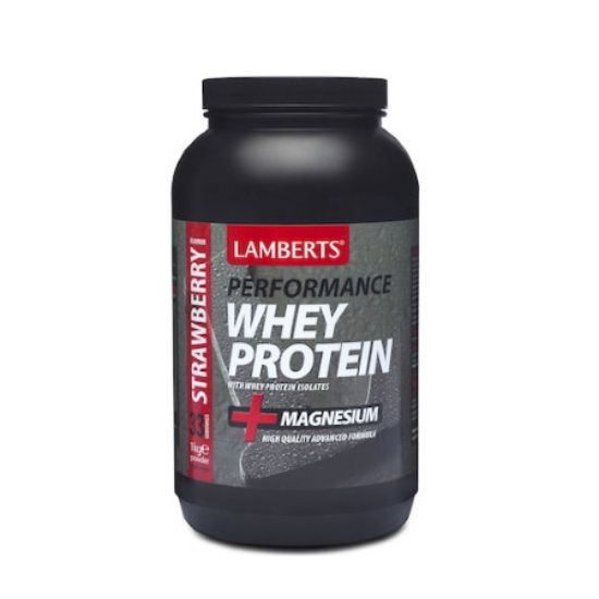 Εικόνα της LAMBERTS WHEY PROTEIN STRAWBERRY 1000GR  Lamberts Performance Whey Protein Προϊόν Υψηλής Ποιότητας με Γεύση Φράουλα, 1000gr