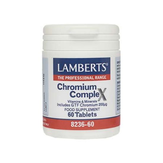 Εικόνα της LAMBERTS CHROMIUM COMPLEX 200MG 60TABS (8236-60) - Βοηθά το Σώμα να Χρησιμοποιήσει την Ινσουλίνη, 60tabs