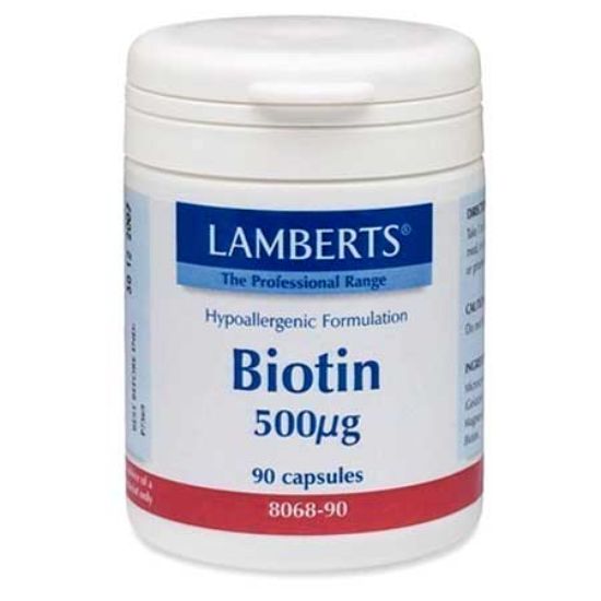 Εικόνα της LAMBERTS BIOTIN 500MG ΓΙΑ ΤΗΝ ΟΜΑΛΗ ΑΝΑΠΤΥΞΗ & ΒΕΛΤΙΩΣΗ ΤΟΥ ΔΕΡΜΑΤΟΣ, ΤΩΝ ΜΑΛΛΙΩΝ & ΤΟΥ ΜΥΕΛΟΥ ΤΩΝ ΟΣΤΩΝ, 90CAPS.