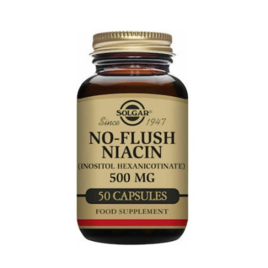 Εικόνα της SOLGAR NO-FLUSH NIACIN 500MG ΣΥΜΠΛΗΡΩΜΑ ΔΙΑΤΡΟΦΗΣ ΝΙΑΣΙΝΗΣ (ΒΙΤΑΜΙΝΗ Β3) ΠΟΥ ΣΥΜΒΑΛΛΕΙ ΓΙΑ ΤΗΝ ΚΑΛΗ ΛΕΙΤΟΥΡΓΙΑ ΤΟΥ ΚΥΚΛΟΦΟΡΙΚΟΥ ΣΥΣΤΗΜΑΤΟΣ & ΣΤΗ ΜΕΙΩΣΗ ΧΟΛΗΣΤΕΡΟΛΗΣ & ΤΡΙΓΛΥΚΕΡΙΔΙΩΝ, 50 VEGETABLE CAPS.