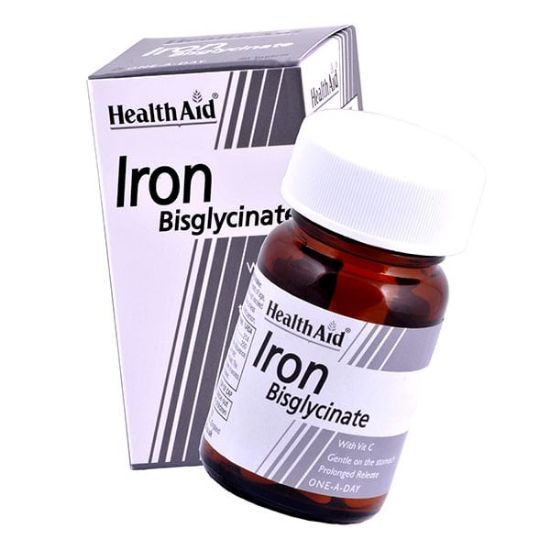 Εικόνα της HEALTH AID IRON BISGLYCINATE 30 TABS  - Σίδηρος Δισγλυκινικός 30mg με Βιταμίνη C, 30tabs