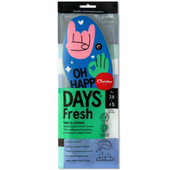 Εικόνα της CHRISTOU DAYS FRESH MINT & CITRUS N38-45 ΠΑΤΟΙ ΚΑΘΗΜΕΡΙΝΗΣ ΧΡΗΣΗΣ ΜΕ ΒΙΟΛΟΓΙΚΑ ΑΙΘΕΡΙΑ ΕΛΑΙΑ Ν38-45