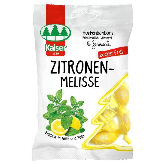 Εικόνα της KAISER ΚΑΡΑΜΕΛΕΣ ZITRONEN-MELISSE ΜΕΛΙΣΣΟΧΟΡΤΟ 75G   Kaiser ZitronenMelisse Καραμέλες για τον Ερεθισμένο Λαιμό & το Βήχα με Μελισσόχορτο & 13 Βότανα - Χωρίς Ζάχαρη, 75g