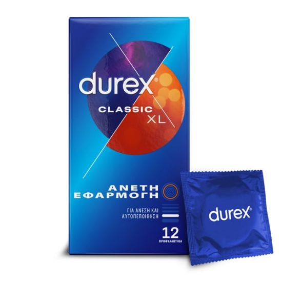 Εικόνα της DUREX CLASSIC XL 12TEM.  Durex Classic XL Προφυλακτικά για Άνετη Εφαρμογή 12τμχ