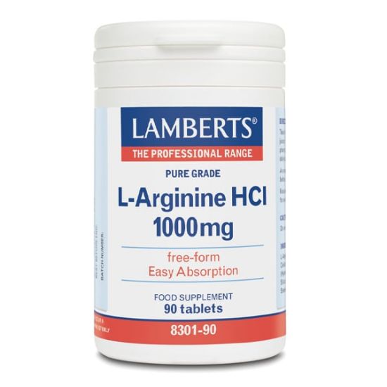 Εικόνα της LAMBERTS L-ARGININE  HCI 1000MG 90TABS   Lamberts L-Arginine HCI 1000mg Συμβάλλει στην Αντρική Γονιμότητα, 90tabs