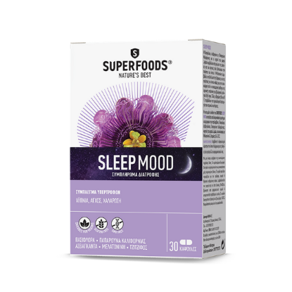 Εικόνα της SUPERFOODS SLEEP MOOD 30CAPS- Συμπλήρωμα Διατροφής Για Την Μείωση Της Αϋπνίας 30caps