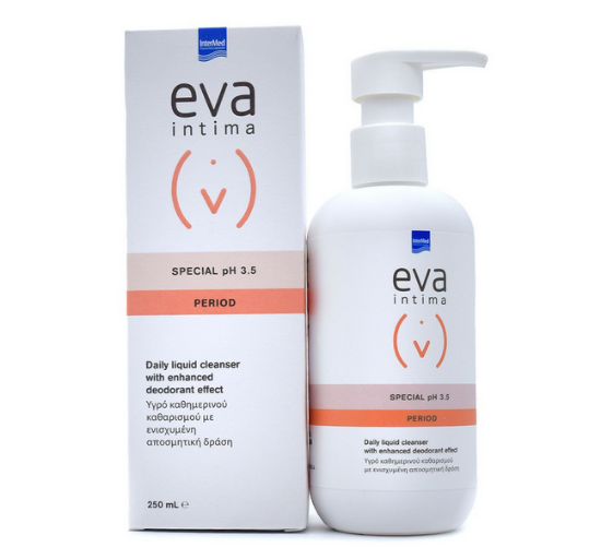 Εικόνα της EVA INTIMA WASH SPECIAL PH 3.5 PERIOD DAILY CLEANSER 250ML - ΥΓΡΟ ΚΑΘΗΜΕΡΙΝΟΥ ΚΑΘΑΡΙΣΜΟΥ ΕΥΑΙΣΘΗΤΗΣ ΠΕΡΙΟΧΗΣ ΜΕ ΕΝΙΣΧΥΜΕΝΗ ΑΠΟΣΜΗΤΙΚΗ ΔΡΑΣΗ, 250ML.