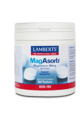 Εικόνα της LAMBERTS MAG-ASORB MAGNESIUM CITRATE 150MG, 180ΤΑΜΠΛΕΤΕΣ  Lamberts magasorb 180tabs (ανάπτυξη και λειτουργία των οστών και των μυών).