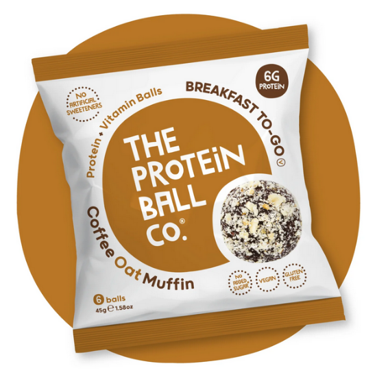 Εικόνα της THE PROTEIN BALL CO PROTEIN BALL COFFEE OAT MUFFIN 45GR   The Protein Ball Co. High Protein Coffee Oat Muffin Μπαλίτσες Πρωτεΐνης με Γεύση Καφέ Ιδανικές για Σνακ, 6 balls