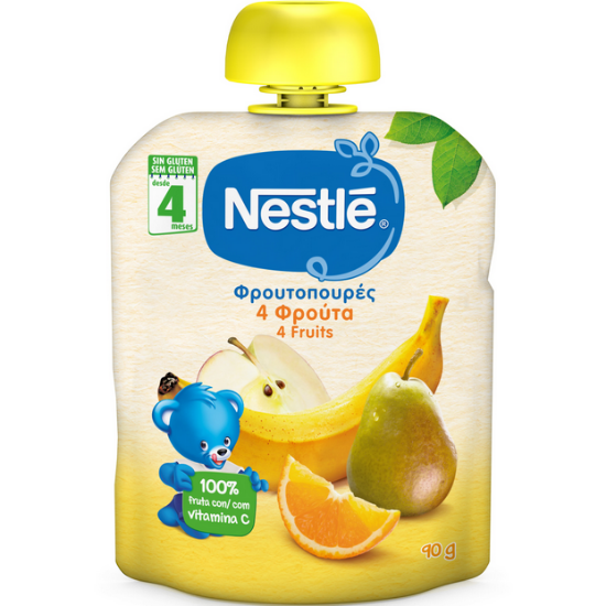 Εικόνα της NESTLE ΦΡΟΥΤΟΠΟΥΡΕΣ 4ΦΡΟΥΤΑ 4+ 90G