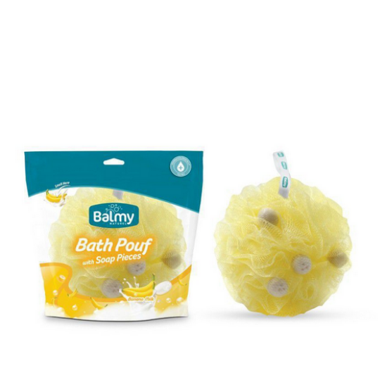 Εικόνα της BALMY BATH POUF WITH SOAP BANANA MILK ΣΦΟΥΓΓΑΡΙ ΜΕ ΣΑΠΟΥΝΙ ΚΑΙ ΑΡΩΜΑ ΓΑΛΑ ΜΠΑΝΑΝΑΣ