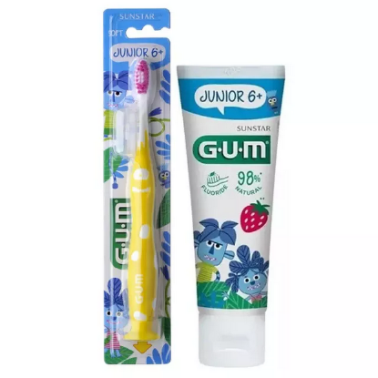 Εικόνα της GUM ΟΔΟΝΤΟΒΟΥΡΤΣΑ JUNIOR 6+ SOFT ΚΙΤΡΙΝΗ+ΔΩΡΟ ΟΔΟΝΤΟΠΑΣΤΑ ΦΡΑΟΥΛΑ 6+ 50ML