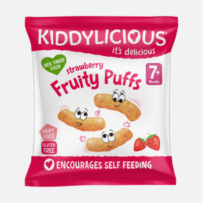 Εικόνα της KIDDYLICIOUS FRUITY PUFFS 7+ STRAWBERRY 10GR    Kiddylicious Strawberry Fruity Puffs 7m+ Γαριδάκια Φράουλα, 10gr