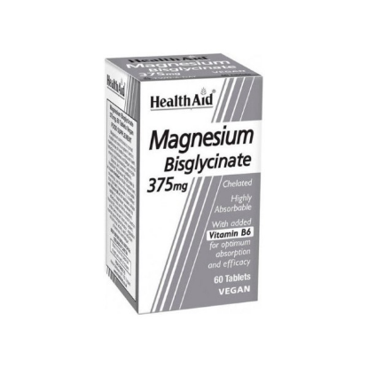 Εικόνα της HEALTH AID MAGNESIUM BISGLYCINATE 375MG 60TABS  Health Aid Magnesium Bisglycinate 375mg & Vitamin B6, Χηλικό Μαγνήσιο & Βιταμίνη Β6, 60tabs
