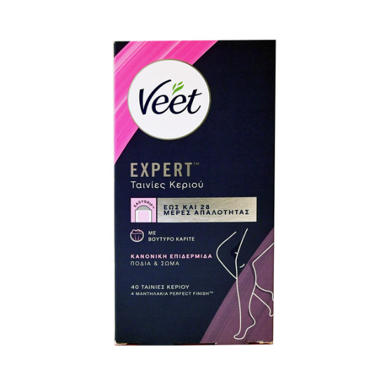 Εικόνα της VEET WAX STRIP EASY GELWAX BODY & LEGS NORMAL SKIN 40T   Veet Wax Strip Easy-Gelwax Body & Legs Normal Skin Ταινίες Κεριού για Κανονική Επιδερμίδα, 40τμχ