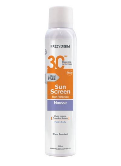 Εικόνα της FREZYDERM SUNSCREEN FACE & BODY MOUSSE SPF30 ΑΝΤΗΛΙΑΚΟΣ ΑΦΡΟΣ ΠΡΟΣΩΠΟΥ & ΣΩΜΑΤΟΣ, 200ML