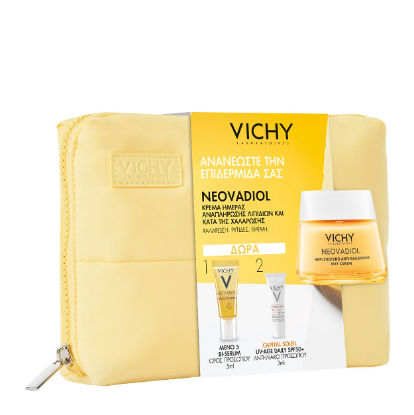 Εικόνα της VICHY PROMO NEOVADIOL REPLENISHING ANTI-SAGGINESS ΚΡΕΜΑ ΗΜΕΡΑΣ KATA ΤΗΣ ΧΑΛΑΡΩΣΗΣ 50ML & NEOVADIOL MENO 5 BI-SERUM 5ML & ΑΝΤΗΛΙΑΚΟ ΠΡΟΣΩΠΟΥ CAPITAL SOLEIL UV AGE DAILY SPF50+ & ΔΩΡΟ ΤΣΑΝΤΑΚΙ