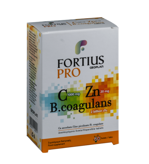 Εικόνα της FORTIUS PRO C 1000MG + ZN 20MG +B.COAGULANS 2BILLION CFU 60TABS -Βιταμίνη C Ψευδάργυρος & Προβιοτικά Συμπλήρωμα Τόνωσης του Ανοσοποιητικού 60 ταμπλέτες