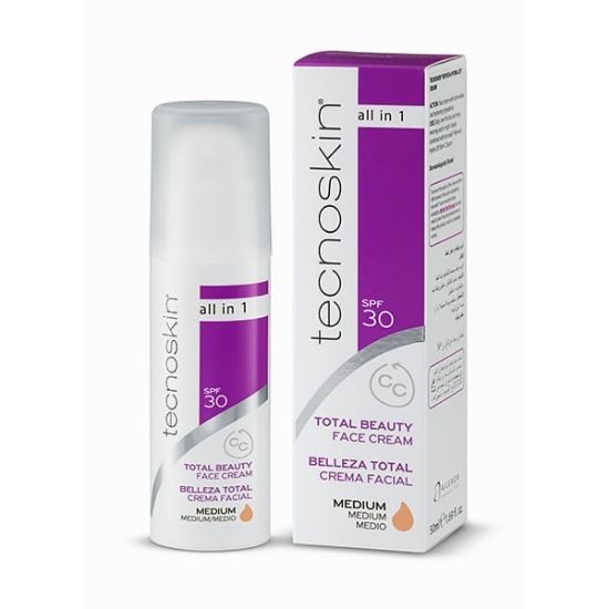 Εικόνα της TECNOSKIN TOTAL BEAUTY FACE CREAM SPF30 CC MEDIUM 50ML-Κρέμα Προσώπου Ημέρας με SPF30 για Κανονικές Επιδερμίδες κατά των Ατελειών 50ml