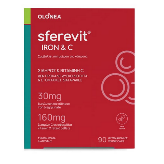 Εικόνα της OLONEA SFEREVIT IRON & C 90CAPS - Συμπλήρωμα Διατροφής με Σίδηρο & Βιταμίνη C για Τόνωση & Ενίσχυση της Άμυνας του Οργανισμού, 90veg.caps