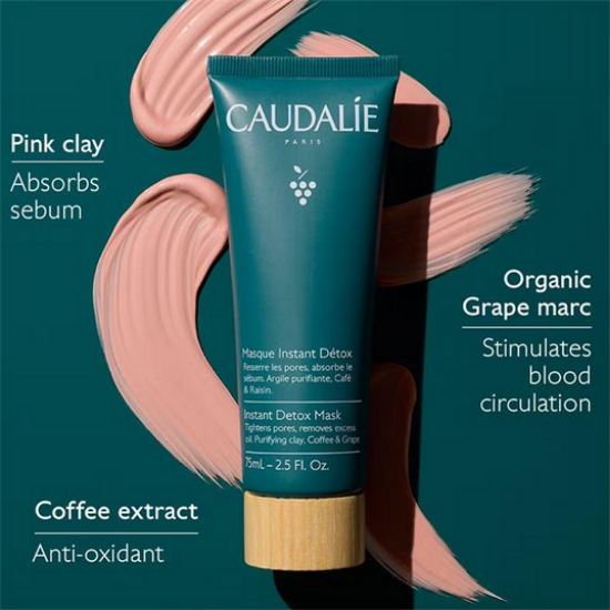 Εικόνα της CAUDALIE INSTANT DETOX MASK 75ML - Μάσκα Αποτοξίνωσης με Ροζ Άργιλο, 75ml